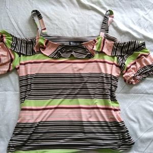 7th Ave Striped Bare Shoulder Top. Sz- 1X.